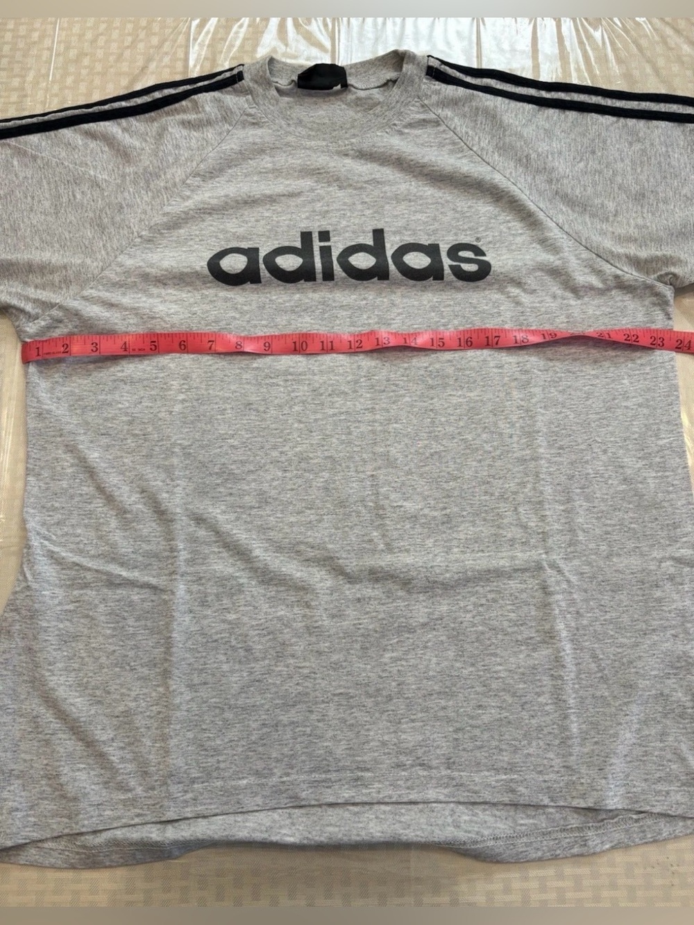 Vintage Adidas T-Shirt Size XL Gray Three Stripes Relaxed 90s Y2K Fit - Picture 6 of 7